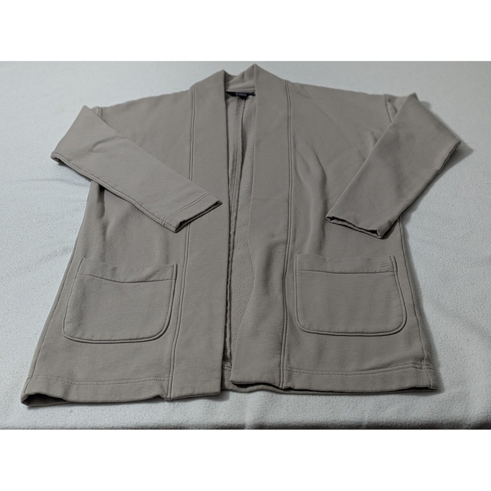 Free Fly Women's Bamboo Fleece Open Front Cardigan Sweater Beige Small Pockets